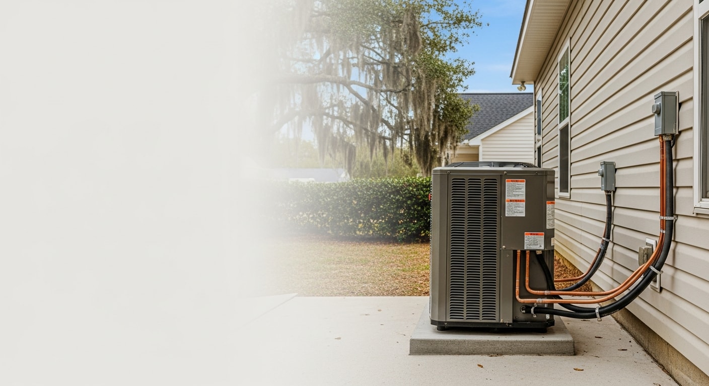 HVAC technician servicing home heating and cooling system