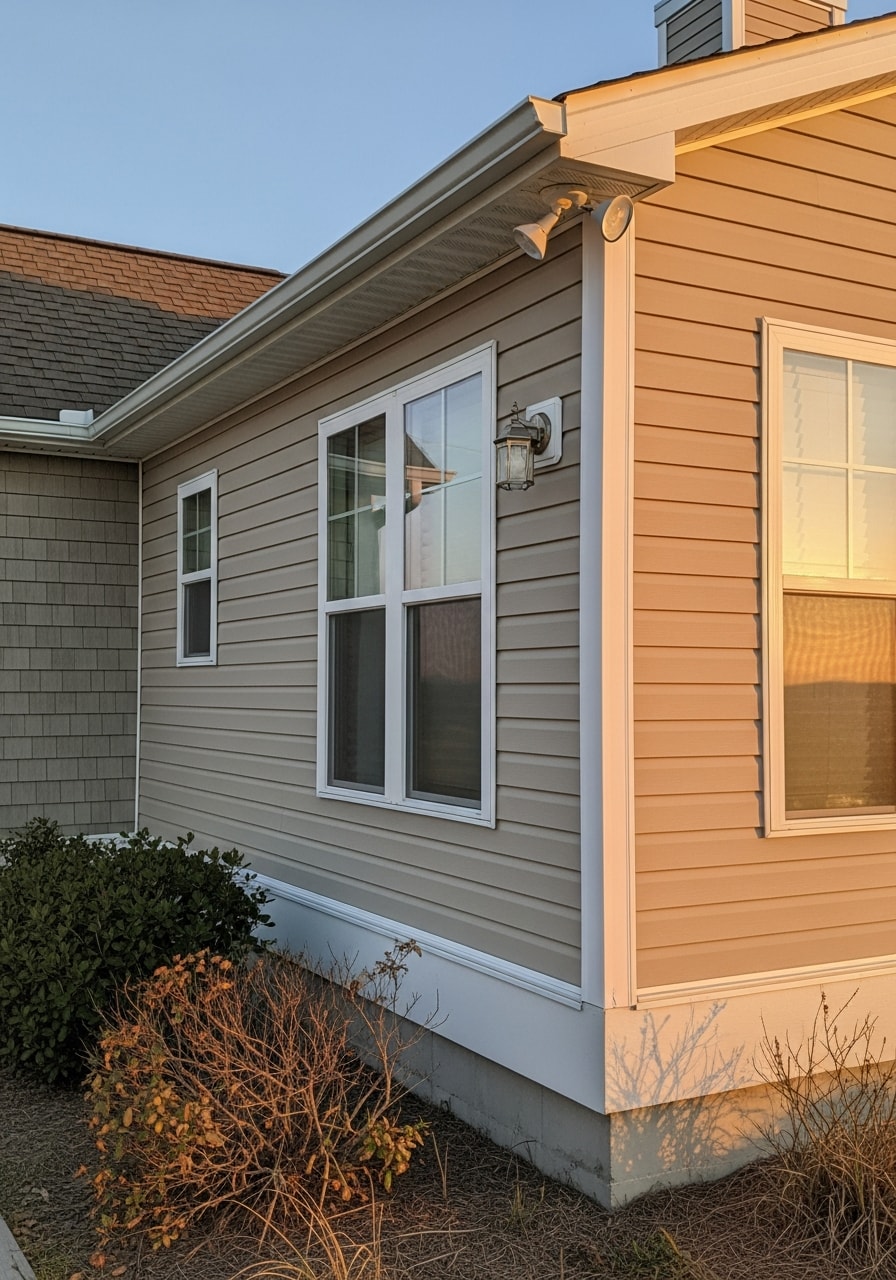 Exterior detail of a Cape Carteret coastal home showing weather-resistant materials and maintenance.